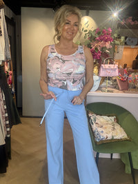 Mi Piace Singlet Wild Flower Print Lavender Blue MP202027WFPT