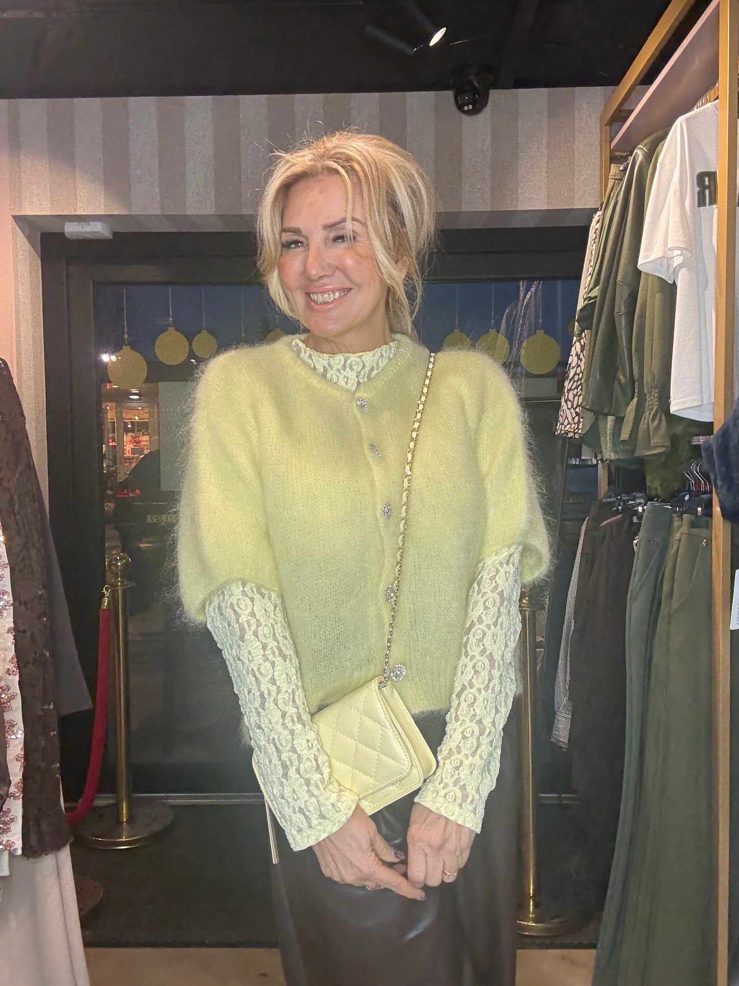 Kanten top Straight Mouw zacht Geel