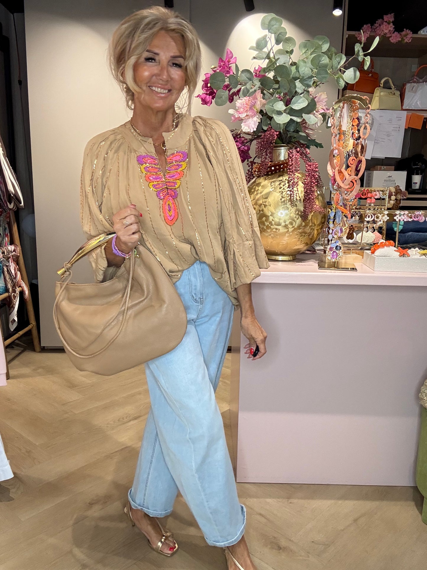 Bluse Camel Lurex