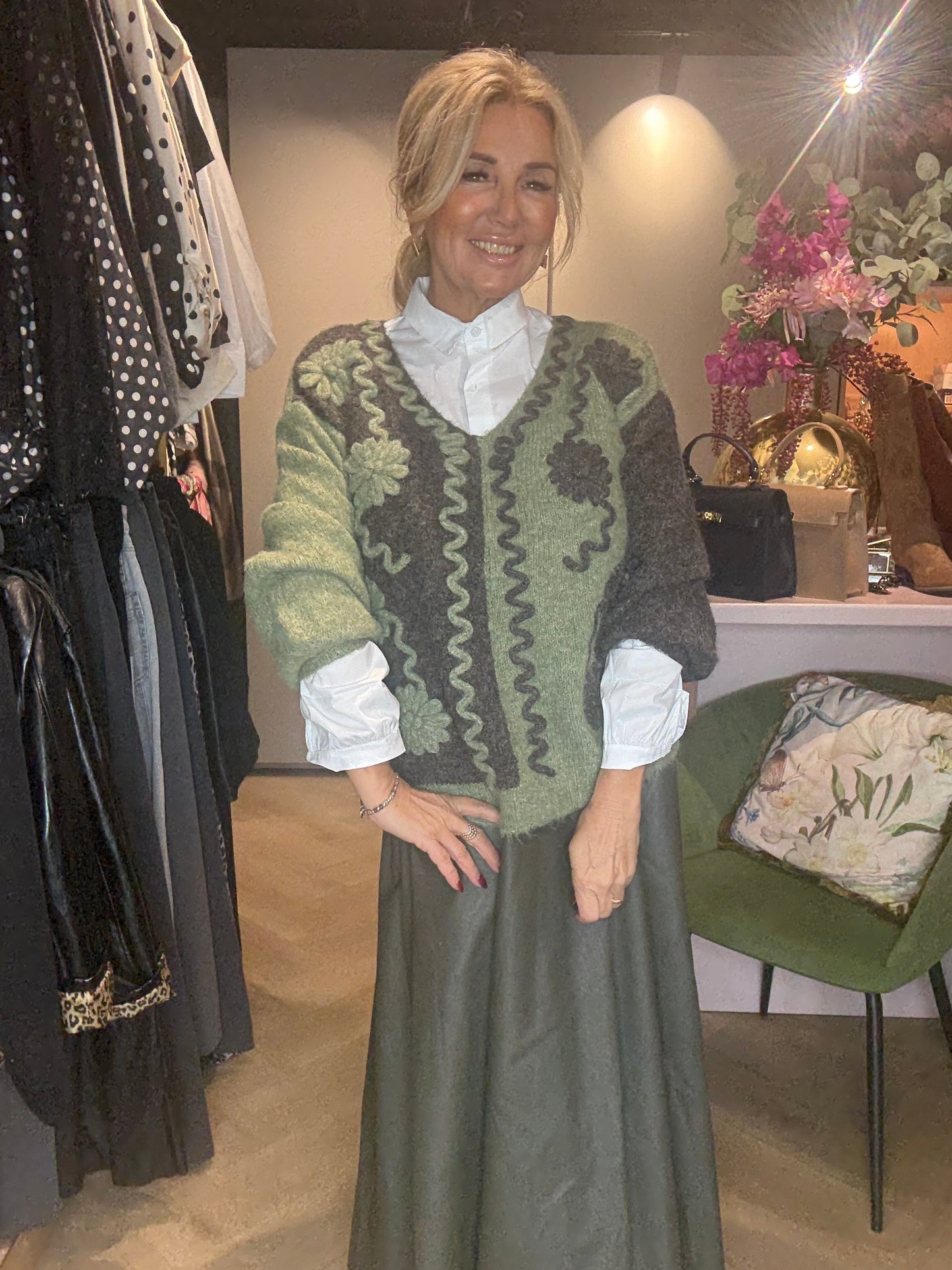 Trui ying yang Groen Bruin