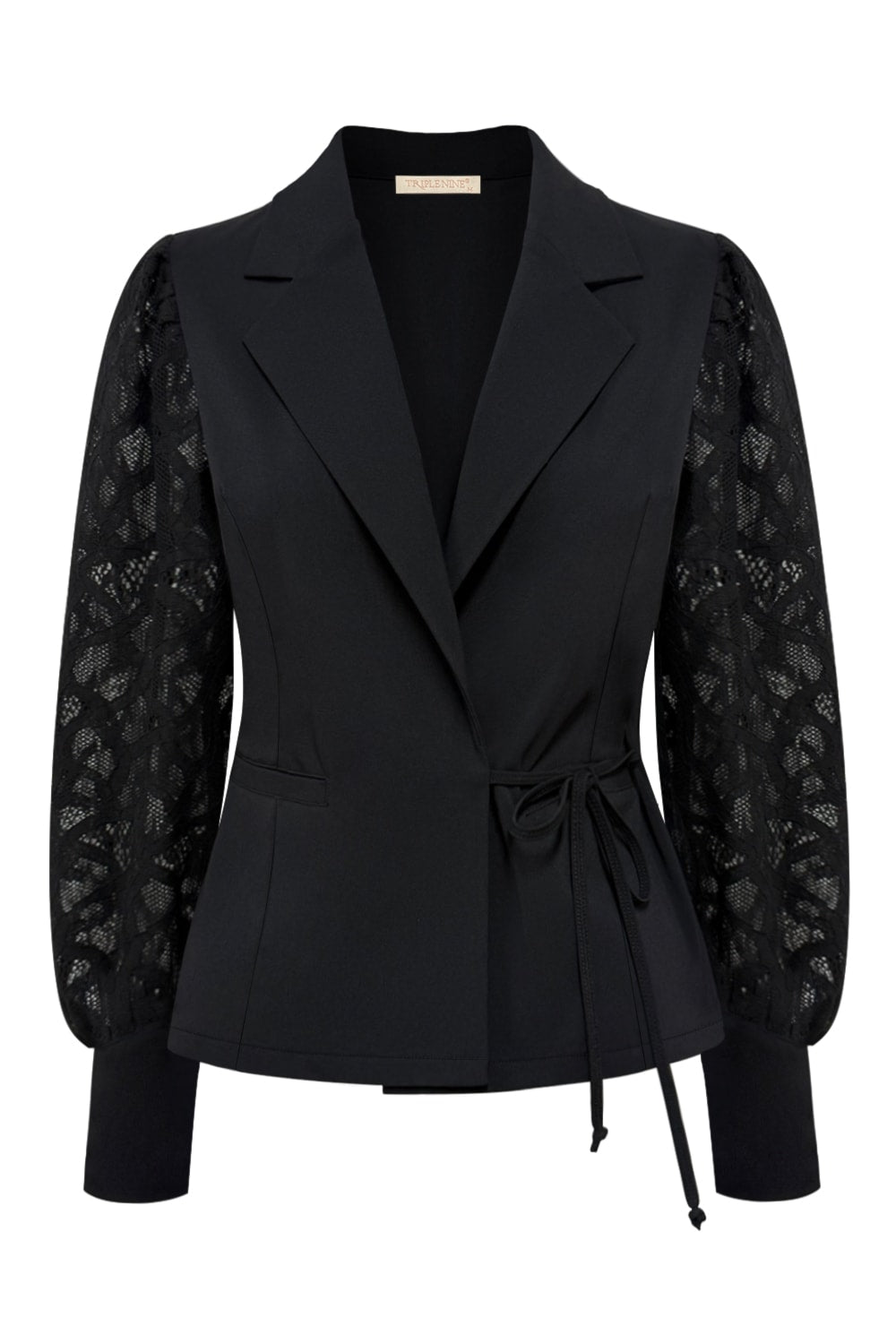Triple Nine Blazer BLZ3906 Cross body Lace Sleeves Black