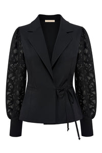 Triple Nine Blazer BLZ3906 Cross body Lace Sleeves Black