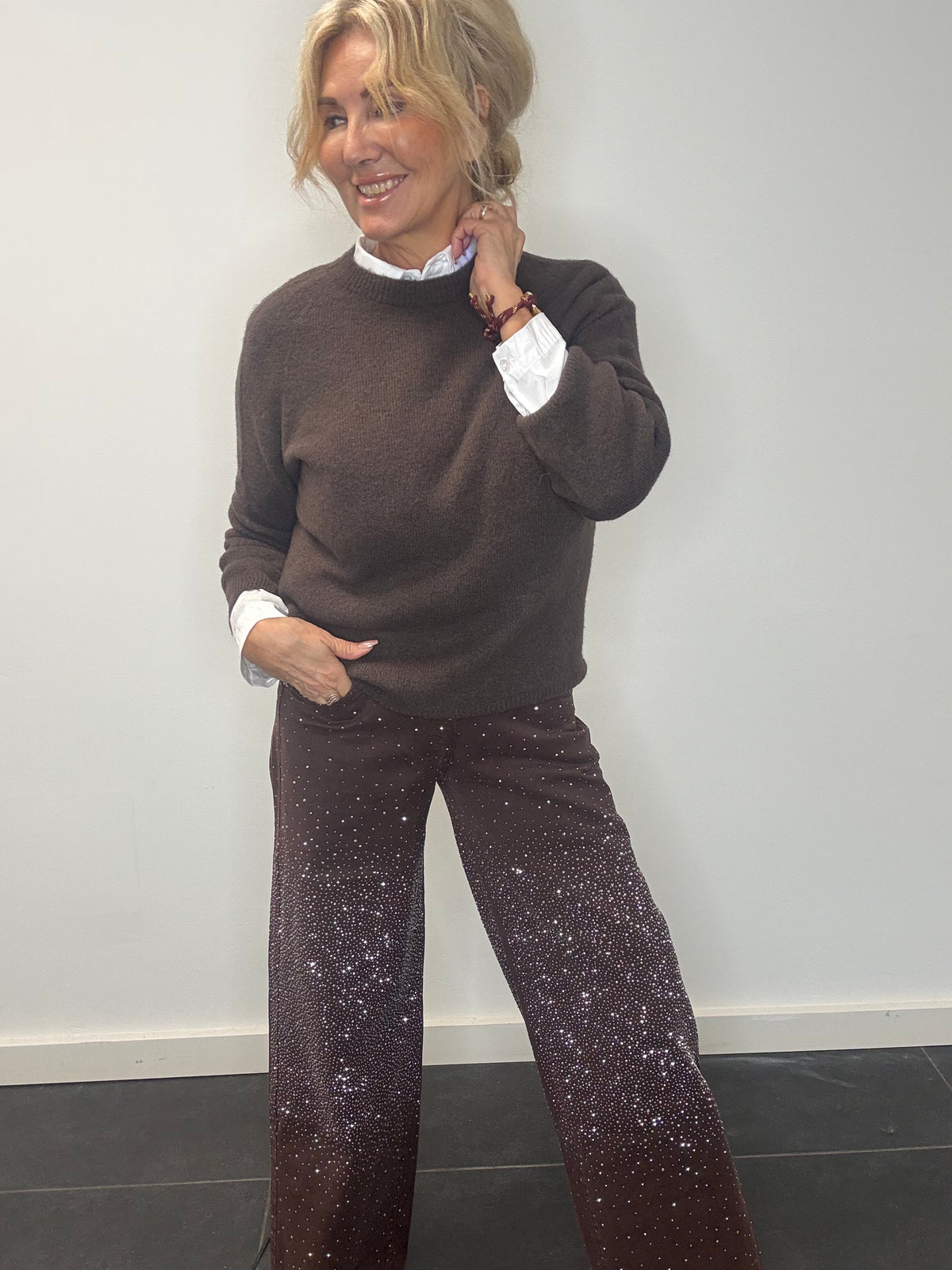 Broek Allover Shine braune Jeans