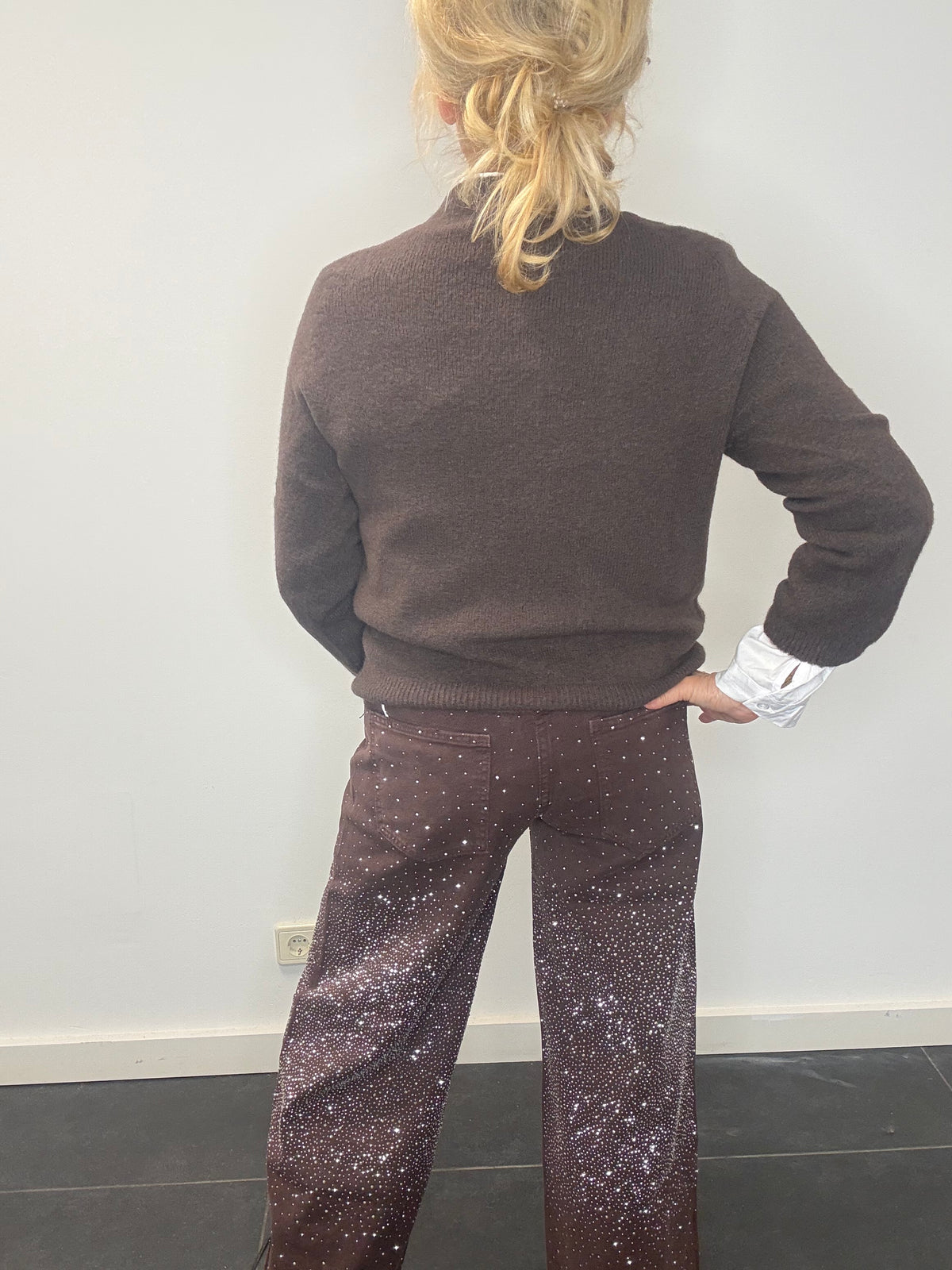 Broek Allover Shine braune Jeans