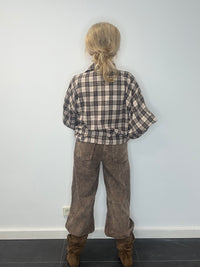 Rib broek met wijde pijpen, bruin