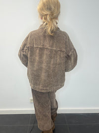 Rib jacket oversized bruin