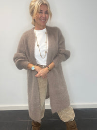 Vest long mohair taupe