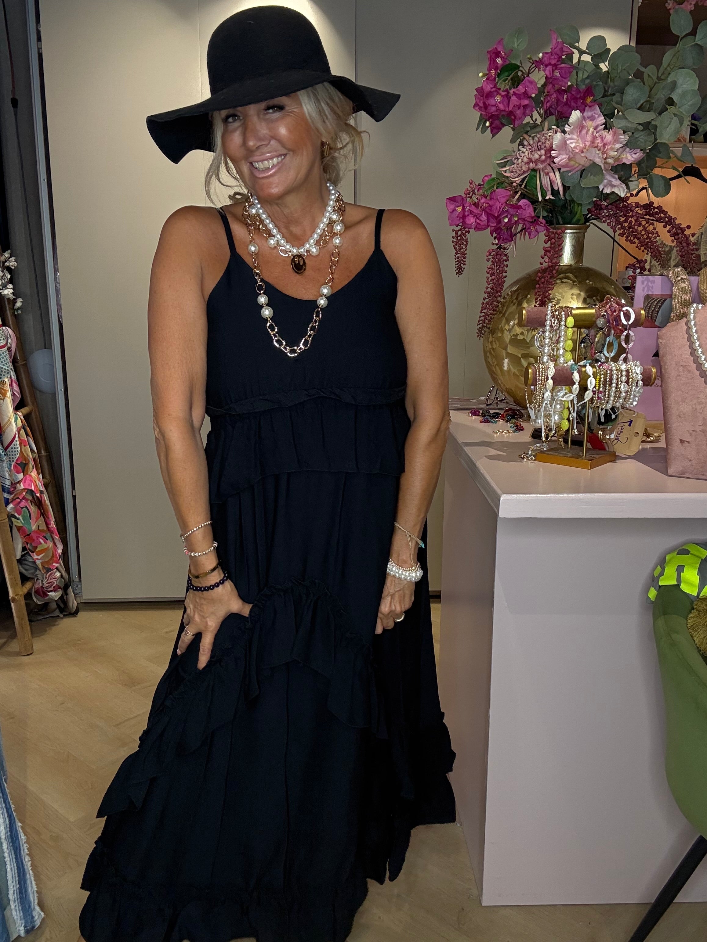 🌸 Dress Riviera Ruffle – | Zwart