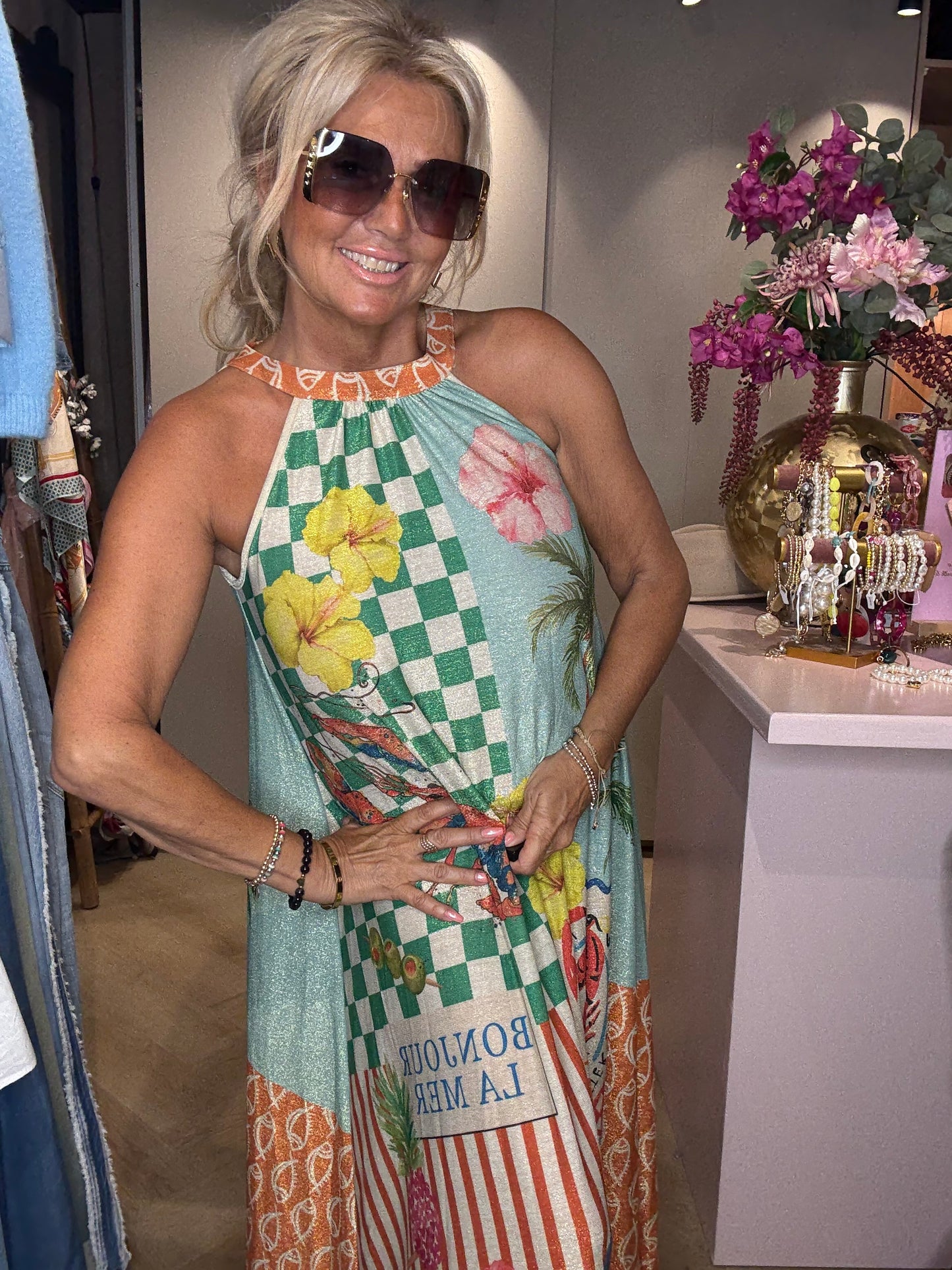 🌺 Halter Dress La Mer – Multicolor