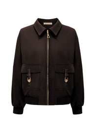 JA92423 Jacket Gold Zip D.Brown - voorkant