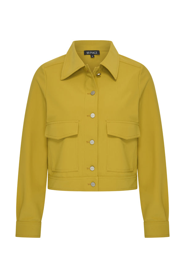 Mi Piace Jacket Cropped Olive Oil - voorkant