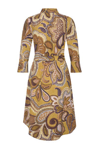 Mi Piace Vestido Bow Big Paisley Print Olive Oil - Vestido camisero con cinturón | MP202708BPPT