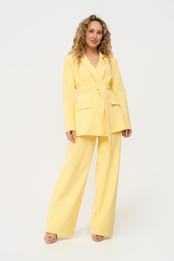 Mi Piace blazer med bælte, citron gul MP202823