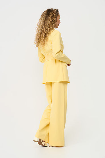 Mi Piace blazer med bælte, citron gul MP202823