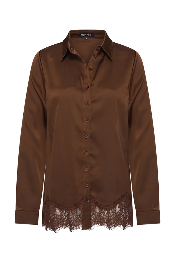 Mi Piace Bluse Kastanie - Satinspitze | MP202909