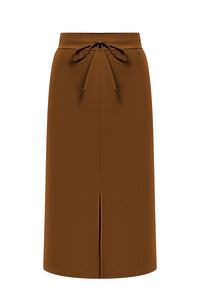 Triple Nine RK7301 Lange Rok met Split Caramel - voorkant