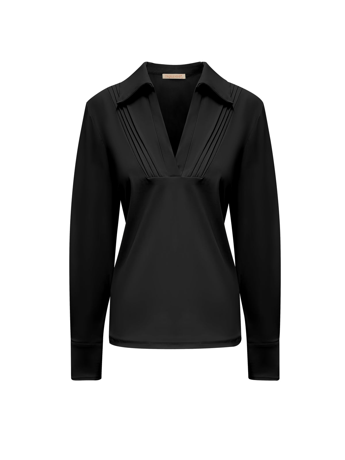 Triple Nine TP6961 travel blouse met plissé details zwart