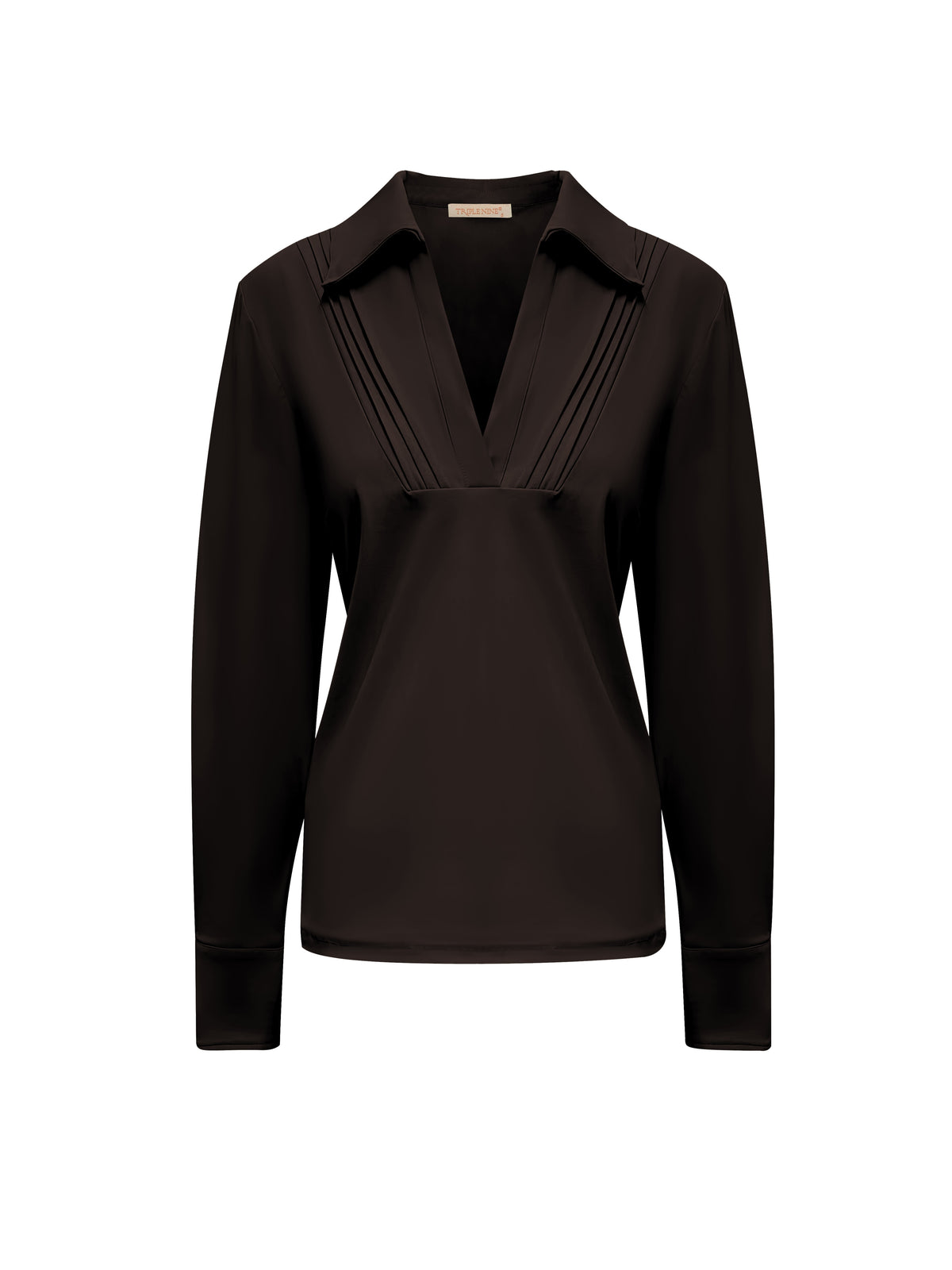 Triple Nine TP6961 travel blouse met plissé details donkerbruin