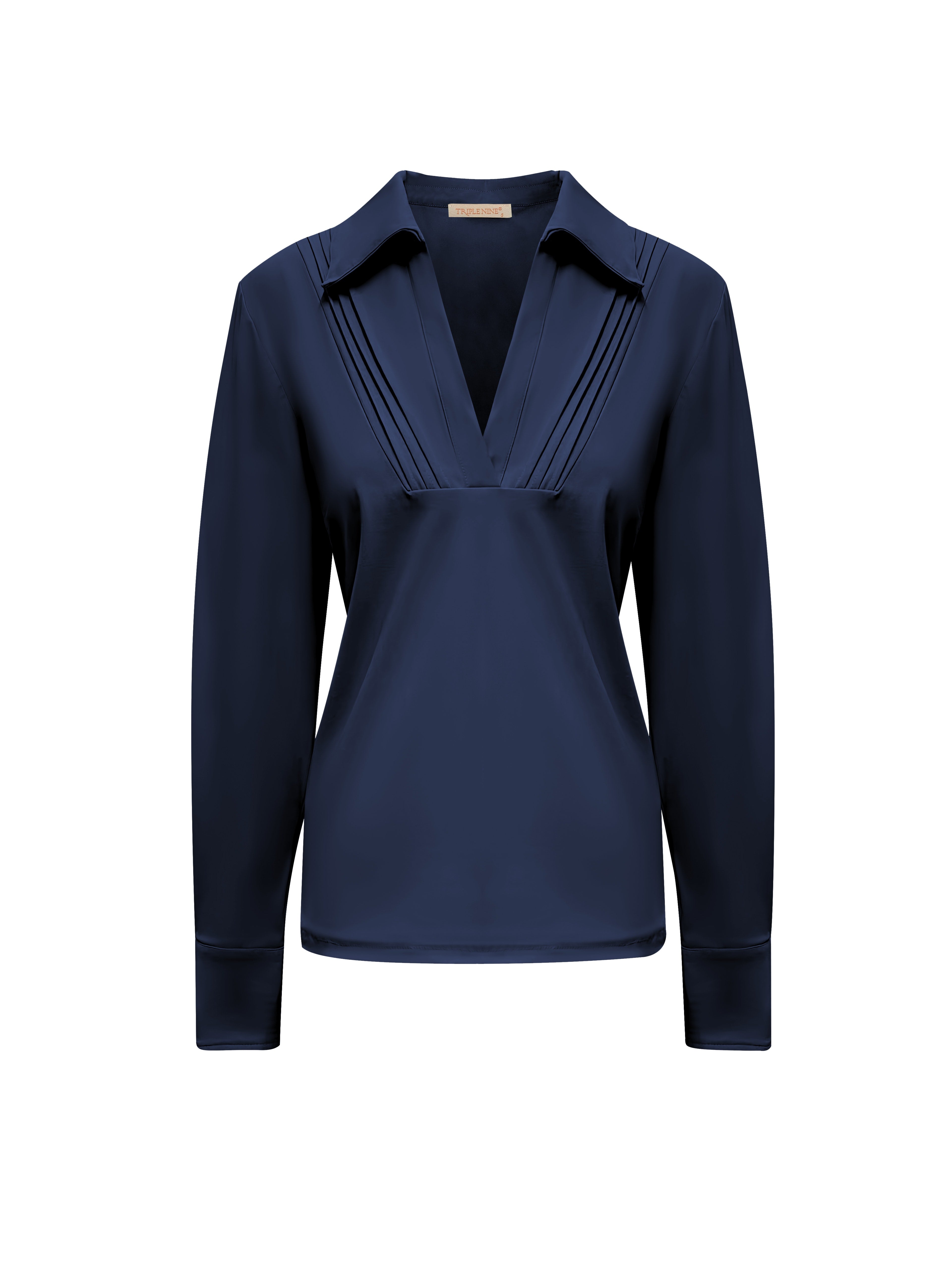 Triple Nine TP6961 travel blouse met plissé details navy