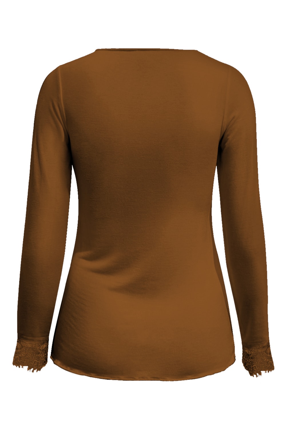 Triple Nine TR9003 Top Cashmere met Kanten V-hals Caramel - achterkant