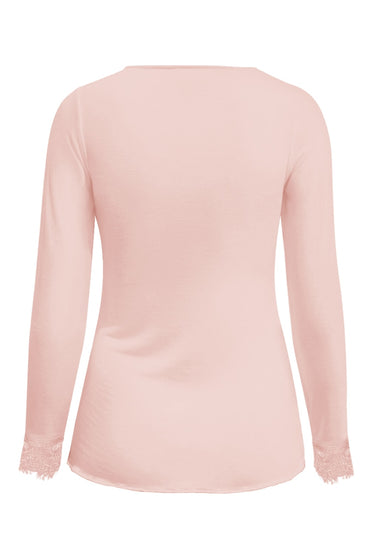 Triple Nine TR9003 Top Cashmere met Kanten V-hals Powder Pink - achterkant