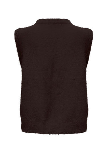 Triple Nine TR9001 fluffy gilet donkerbruin achterkant