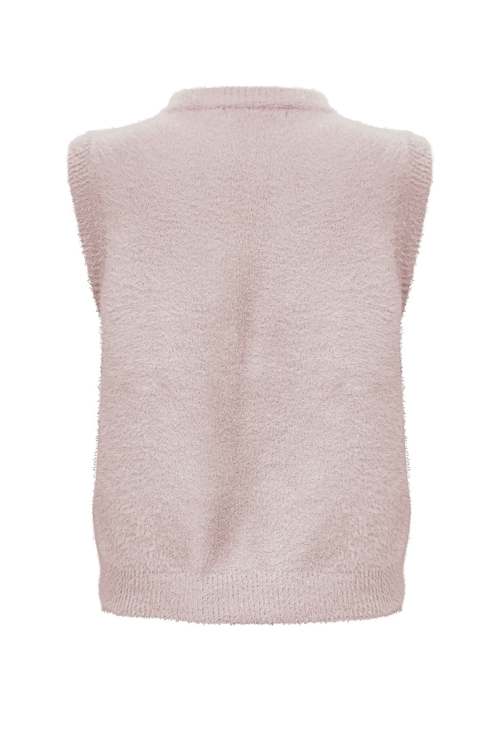 Triple Nine TR9001 fluffy gilet Powder Pink voorkant met ronde hals en klepzakken