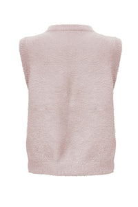 Triple Nine TR9001 fluffy gilet Powder Pink voorkant met ronde hals en klepzakken