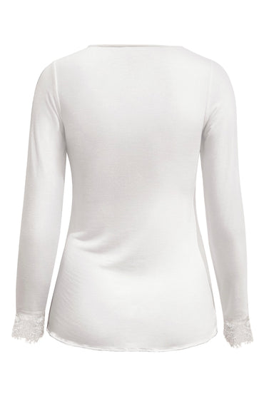 Triple Nine TR9003 Top Cashmere met Kanten V-hals Cream - achterkant