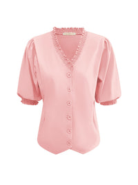 Blouse Short Sleeves BLS5933 Powder Pink — Triple Nine