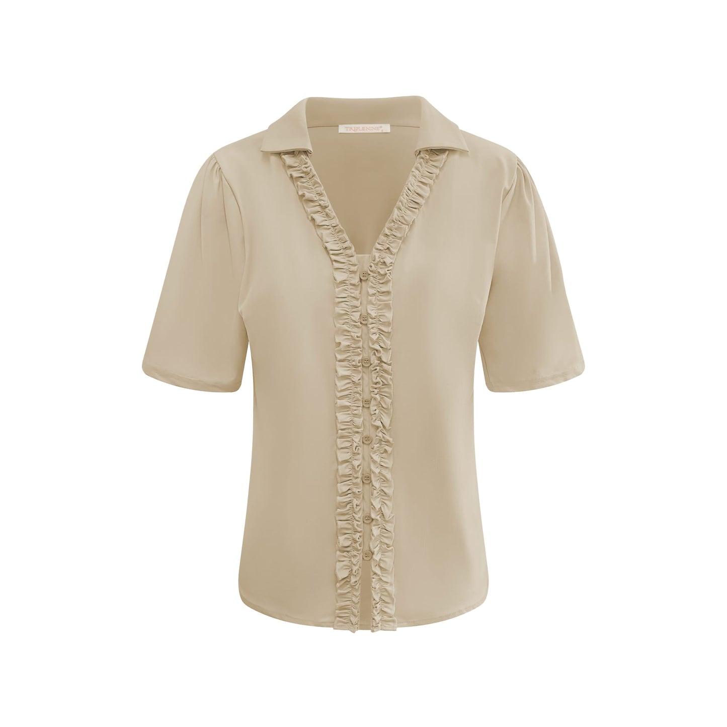 Triple Nine Blouse rouches in voorzijde BLS5931 Beige