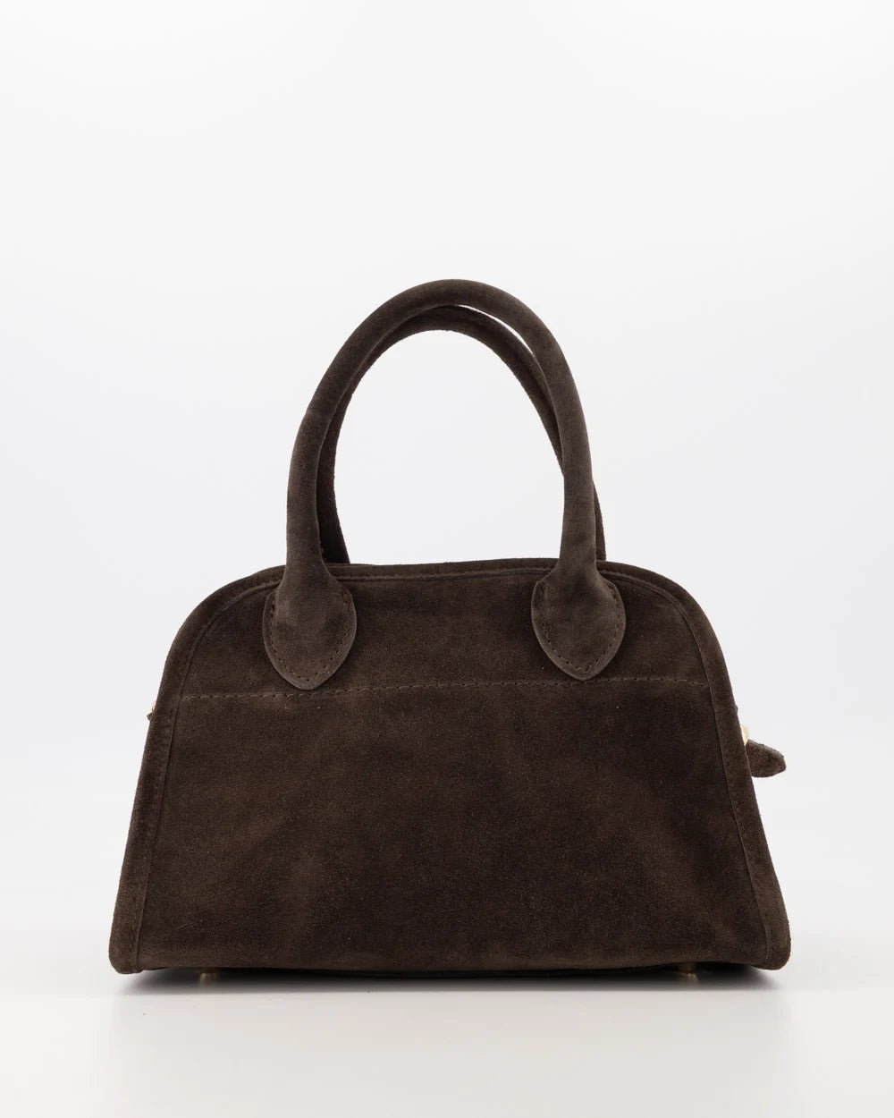 Baby Merlot - Suede - Schoudertas - Donkerbruin - 67 - Goudkleurig