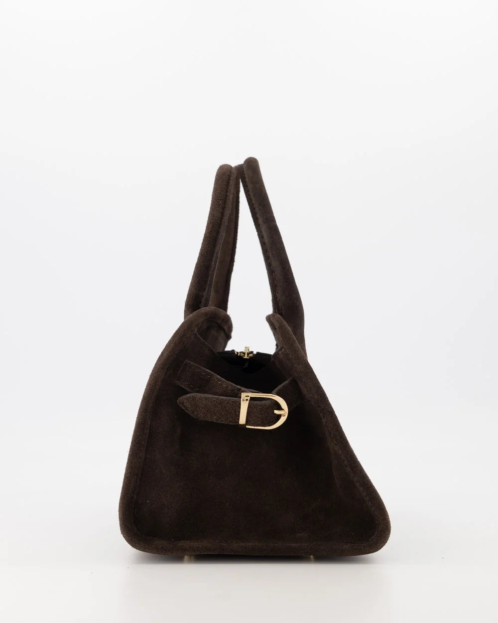 Baby Merlot - Suede - Schoudertas - Donkerbruin - 67 - Goudkleurig
