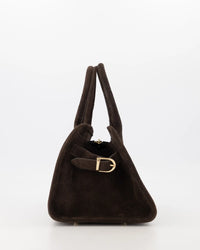 Baby Merlot - Suede - Schoudertas - Donkerbruin - 67 - Goudkleurig