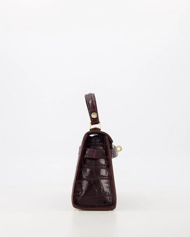 Grace - Croco - Handtas - Donker Bruin - B23 - Goudkleurig
