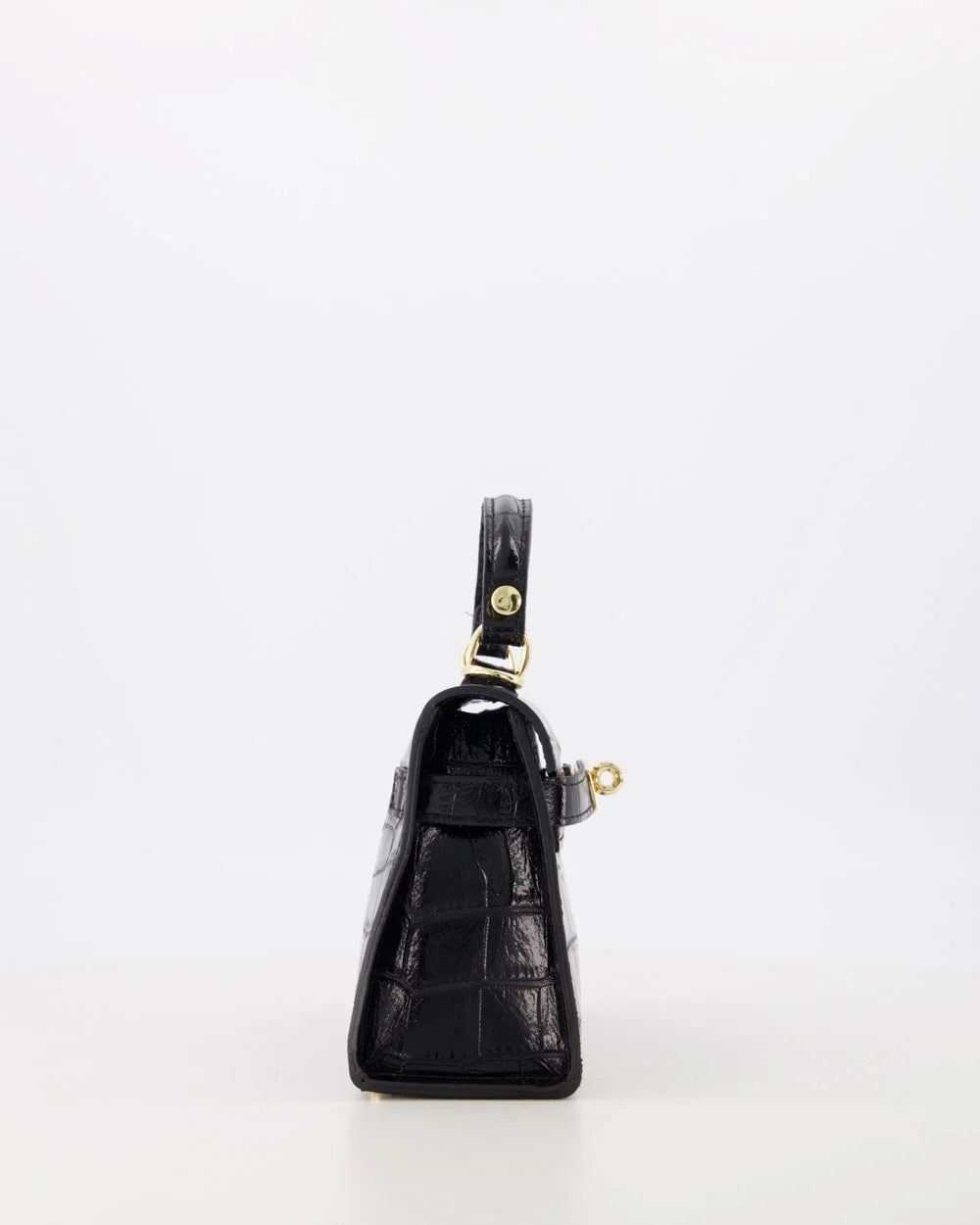 Grace - Croco - Handtas - Zwart - B28 - Goudkleurig
