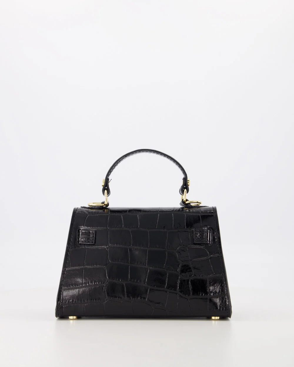 Grace - Croco - Handtas - Zwart - B28 - Goudkleurig