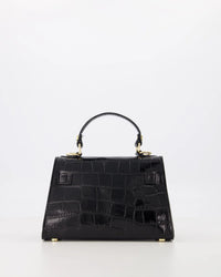 Grace - Croco - Handtas - Zwart - B28 - Goudkleurig