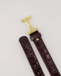 Hera Big - Croco - Riem - Burgundy - B54 - Goudkleurig