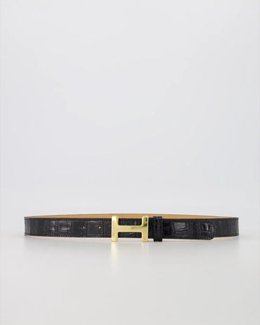 Hera Big - Croco - Riem - Zwart - B28 - Goudkleurig
