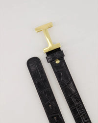 Hera Big - Croco - Riem - Zwart - B28 - Goudkleurig