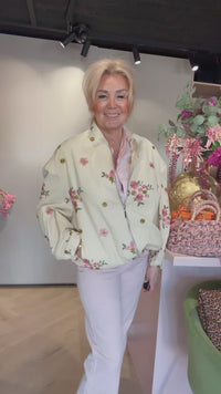 Bomberjack Flower Beige Geborduurd