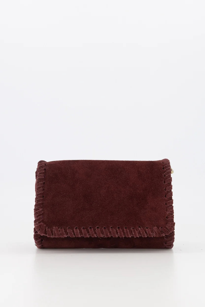 Romee - Suede - Crossbody tas - Burgundy - D58B - Bronskleurig