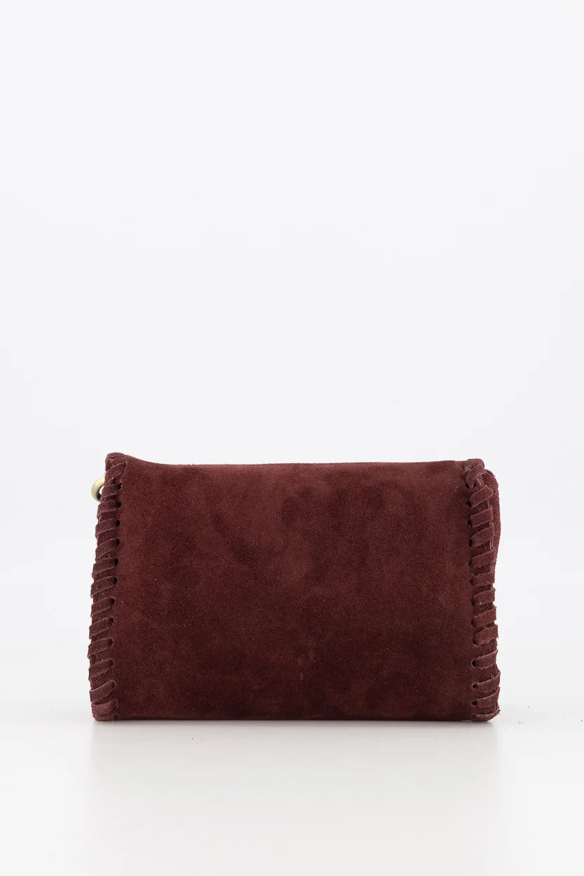Romee - Suede - Crossbody tas - Burgundy - D58B - Bronskleurig